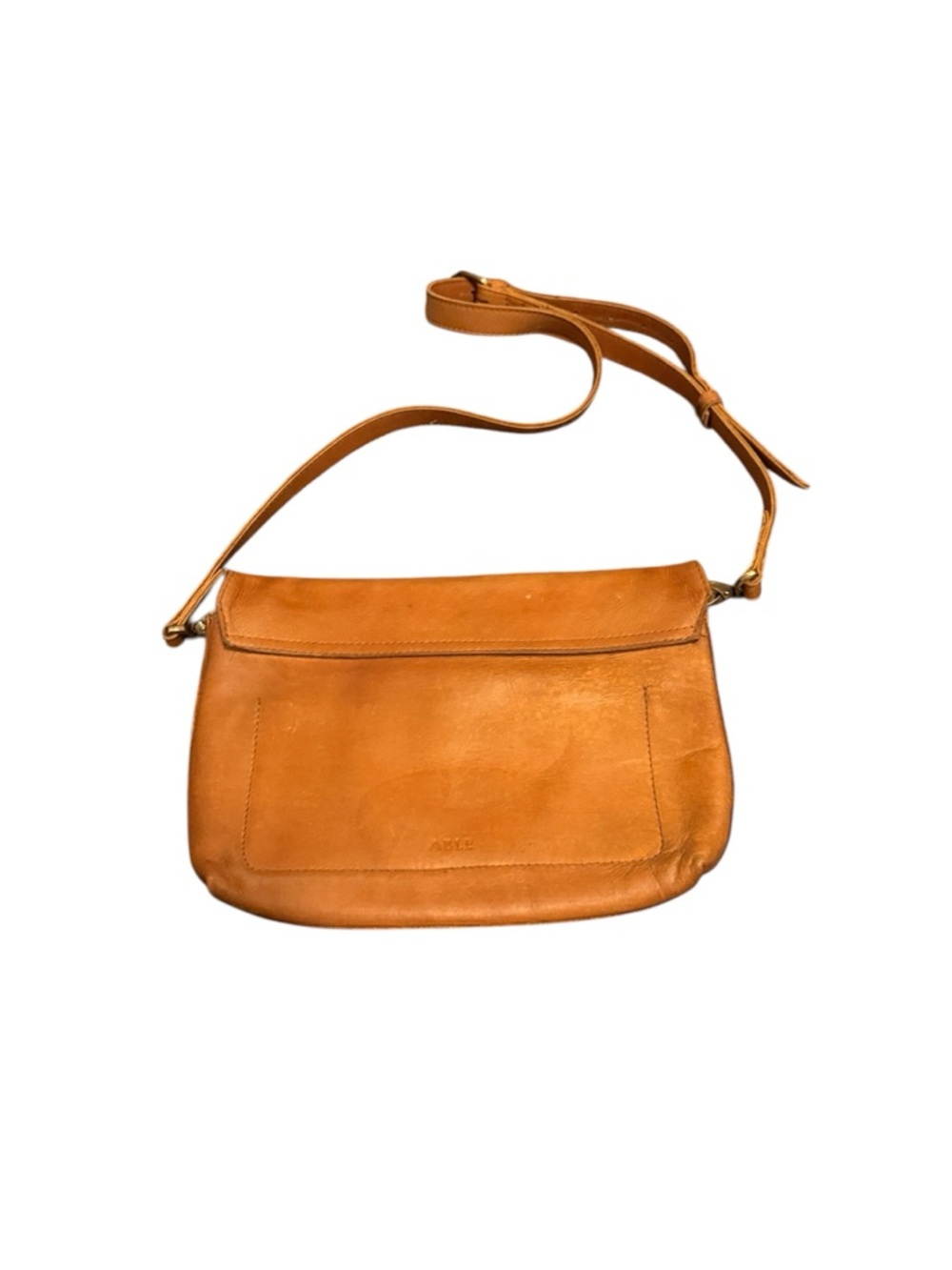 Able Vintage Tan Leather Fold-over Shoulder Messenger Bag - Picture 2 of 8